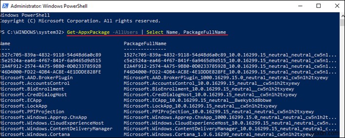 How to view all installed Apps & Packages in Windows 10, 8.1, 8 from PowerShell.