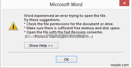 Solved: Word experienced an error trying to open the file in Outlook 2013/2016