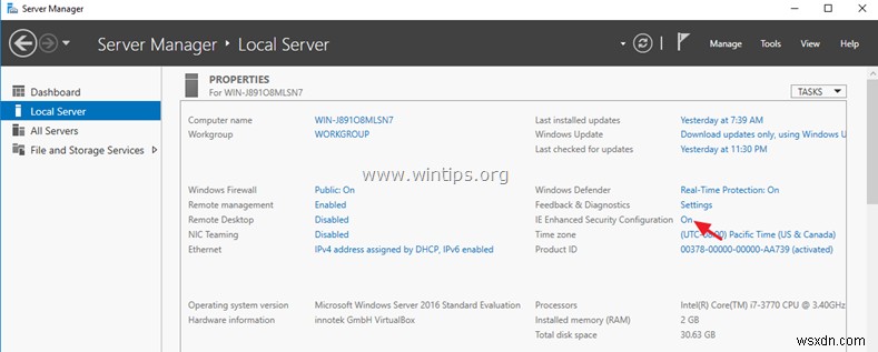 How to Disable Internet Explorer Enhanced Security Configuration in Server 2016