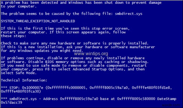 FIX BSOD 0x1000007e: SYSTEM THREAD EXCEPTION NOT HANDLED caused by SMBDIRECT.SYS on HP Proliant ML350 Gen 10 Server 2016 (Solved)