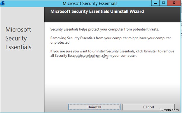 How to Uninstall Microsoft Security Essentials from Server 2012/2012R2 (FIX Error 0x8004FF04).
