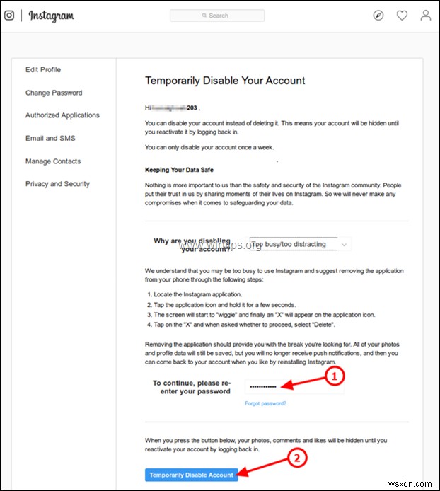 How to Disable your Instagram Account Temporarily.