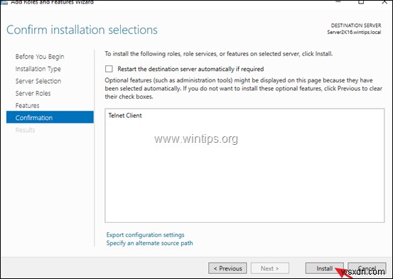 How to Enable Telnet Client in Server 2012/2016/2019.