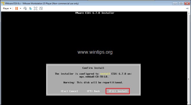 How to Install vSphere ESXi 6.7 on VMware Workstation 15.