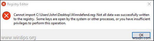 FIX: Cannot Import .REG file. Not all data was successfully written to the registry (Solved)