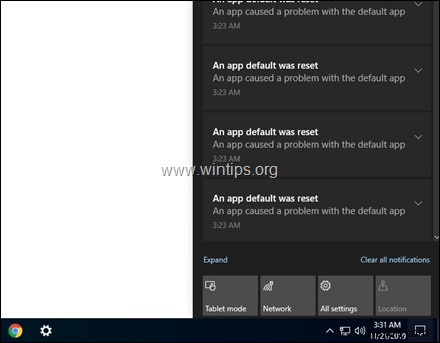 FIX: An app default was reset Notification error in Windows 10.