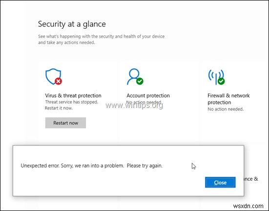 FIX: Windows Defender Threat Service has stopped. Restart it now (Solved)