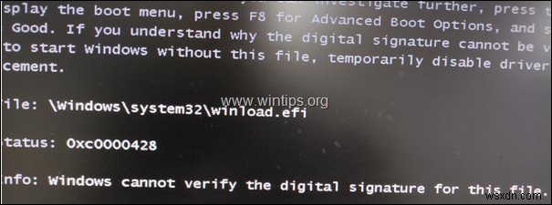 FIX: 0xc0000428 Windows cannot verify the digital signature for winload.efi, winload.exe (Solved)