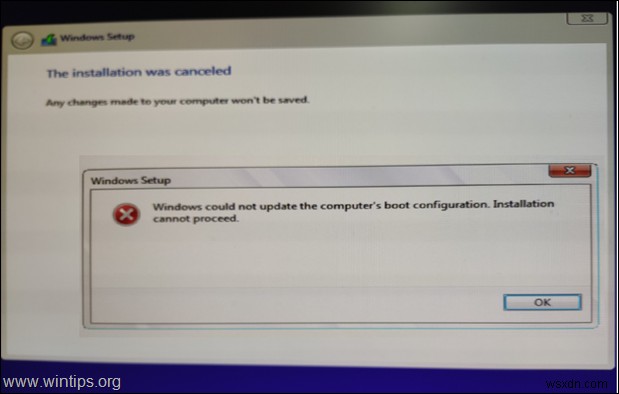 FIX: Windows could not update the computers boot configuration. (Solved)