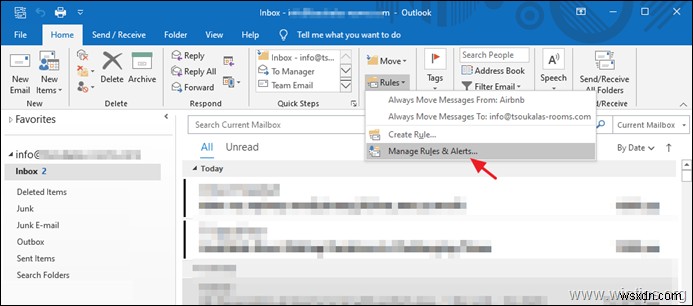 How to Change where Sent emails are stored for an IMAP account in Outlook 2016/2019.