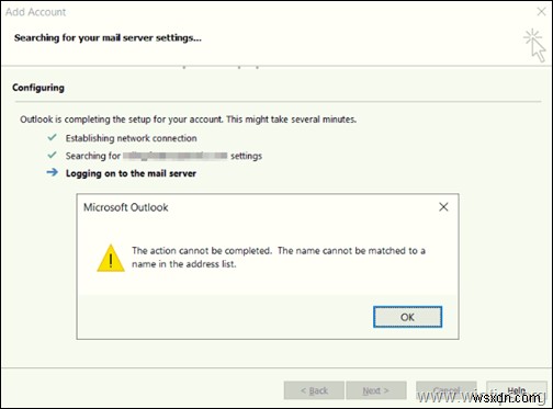 FIX: The name cannot be matched to a name in the address list on Outlook and Office365 – Exchange (Solved)