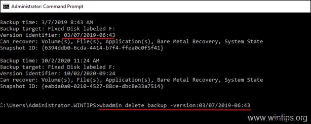 How to Delete Windows Server Backups on Server 2016/2012.