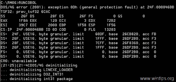 FIX: DOS/4G error 2001 exception 0Dh on Windows 10 (Solved)