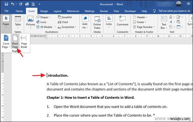 How to Add Table of Contents in Word.