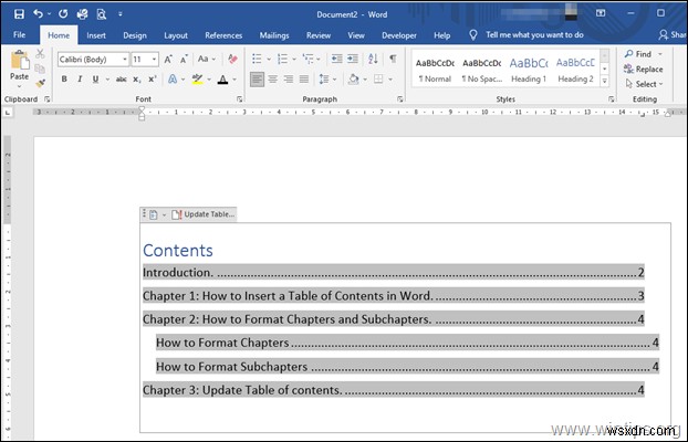How to Add Table of Contents in Word.