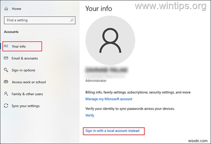 How to Switch Microsoft Account to Local Account in Windows 10.