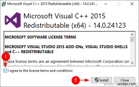 How to Install Visual C++ 2015 Runtime libraries.
