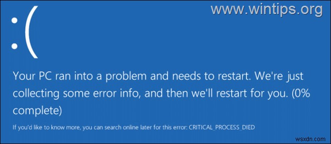 FIX: CRITICAL PROCESS DIED bsod error on Windows 10.