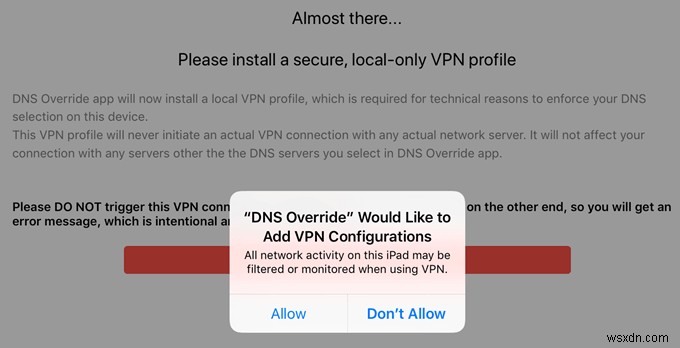 Use Custom DNS Servers on Cellular in iOS with DNS Override