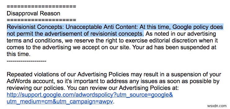 Google Suspended your Ads because of Malware & Unwanted Software.