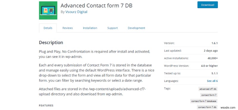 WordPress Plugin Advanced Contact Form 7 DB vulnerable to SQLi