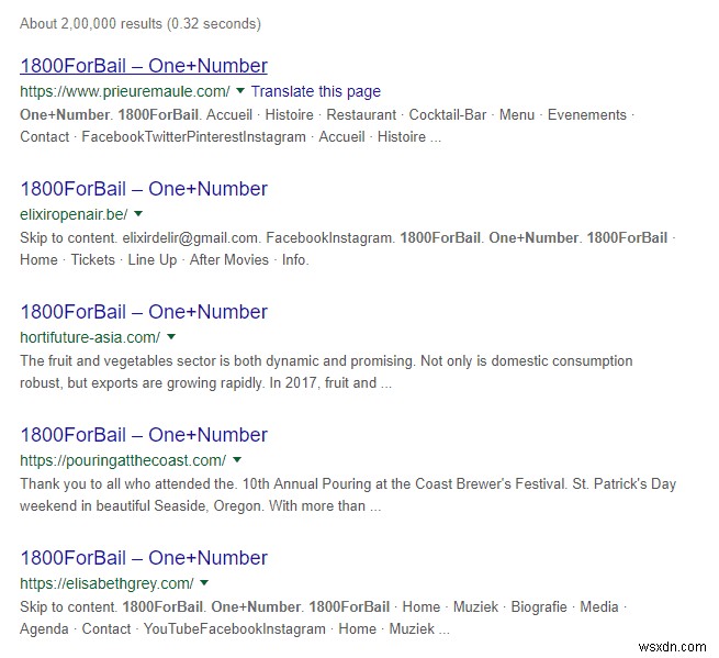 WordPress Websites Showing “1800ForBail – One+Number” As Titles