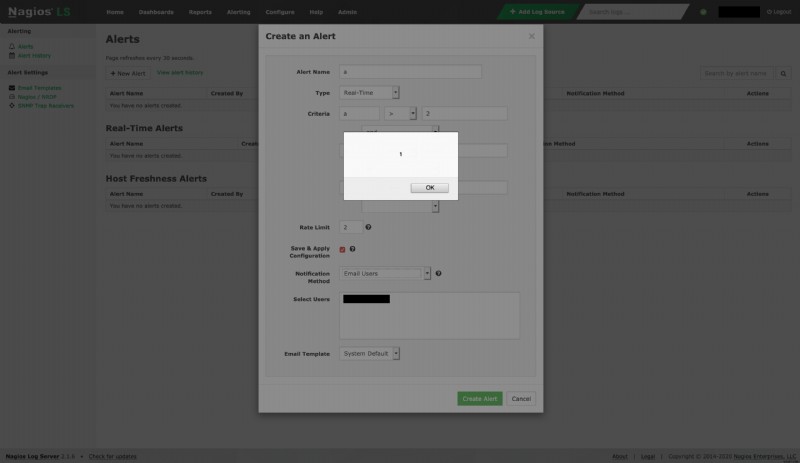 Stored XSS Vulnerability found in Nagios Log Server = 2.1.6 - Update immediately