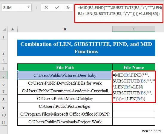 How to Get Filename from Path in Excel (6 Simple Methods)