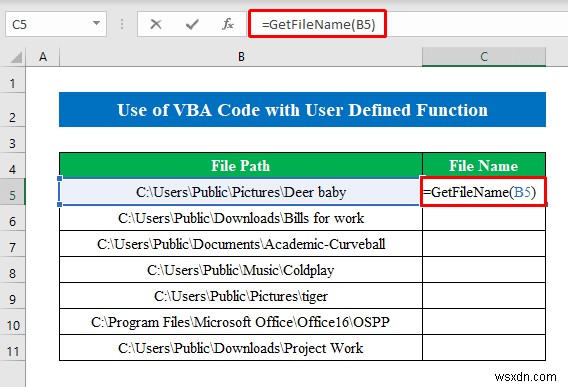How to Get Filename from Path in Excel (6 Simple Methods)