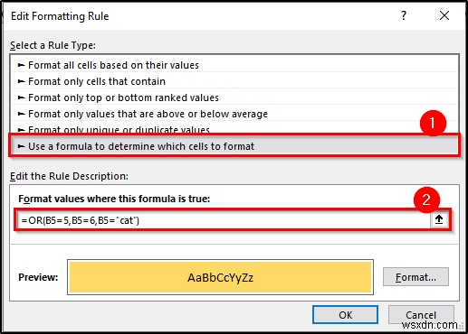 Conditional Formatting with Formula in Excel