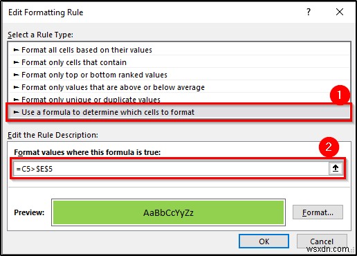 Conditional Formatting with Formula in Excel