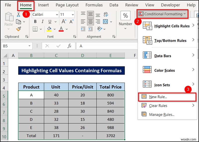 Conditional Formatting with Formula in Excel