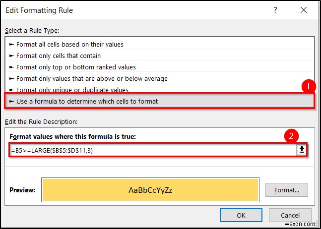 Conditional Formatting with Formula in Excel