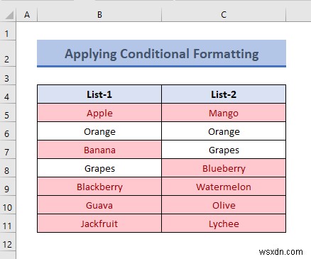 How to Compare Two Columns for Finding Differences in Excel