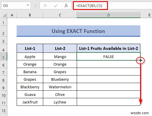 How to Compare Two Columns for Finding Differences in Excel