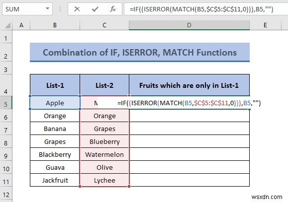 How to Compare Two Columns for Finding Differences in Excel