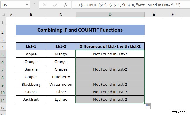 How to Compare Two Columns for Finding Differences in Excel