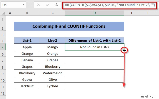 How to Compare Two Columns for Finding Differences in Excel