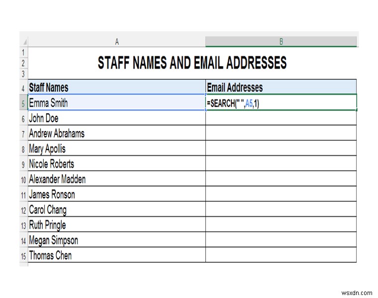 Creating Email Addresses from a Single Column with Flash Fill, TEXT Formulas & Commentator’s Text Formula Suggestions