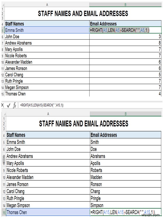 Creating Email Addresses from a Single Column with Flash Fill, TEXT Formulas & Commentator’s Text Formula Suggestions