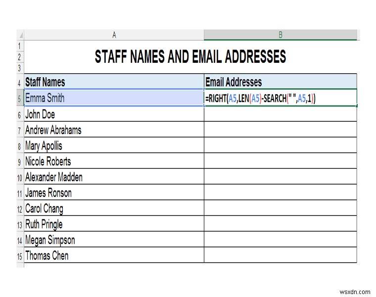Creating Email Addresses from a Single Column with Flash Fill, TEXT Formulas & Commentator’s Text Formula Suggestions