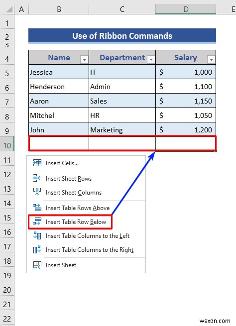 How to Insert or Delete Rows and Columns from Excel Table