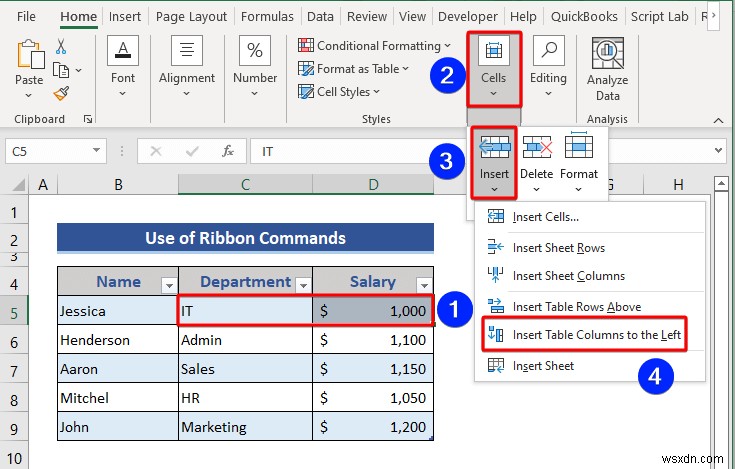 How to Insert or Delete Rows and Columns from Excel Table