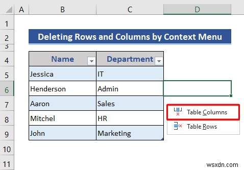 How to Insert or Delete Rows and Columns from Excel Table