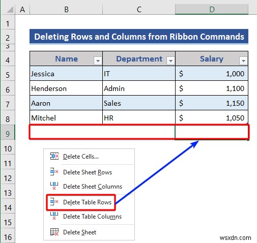 How to Insert or Delete Rows and Columns from Excel Table