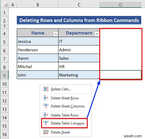 How to Insert or Delete Rows and Columns from Excel Table