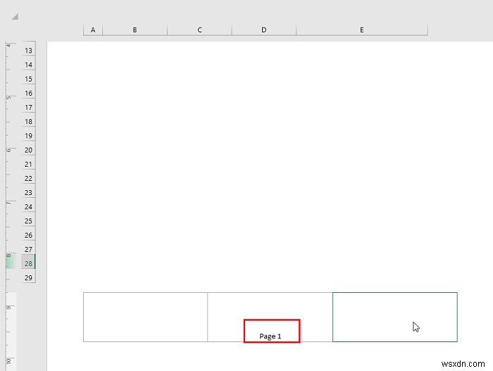 How to Add the Footer Page 1 to the Current Worksheet
