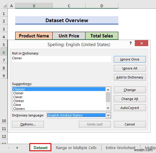 How to Perform a Spelling Check on the Active Worksheet in Excel