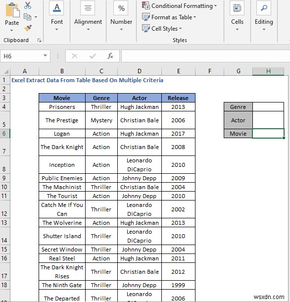 How to Extract Data From Table Based on Multiple Criteria in Excel