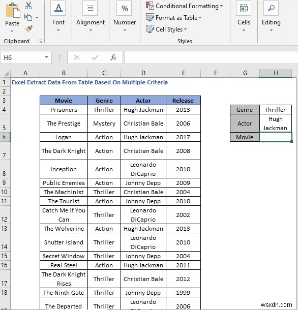 How to Extract Data From Table Based on Multiple Criteria in Excel